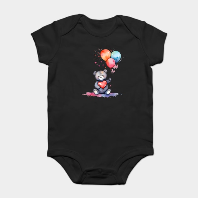 Cute Bear with Balloons Baby Bodysuit by TurnEffect